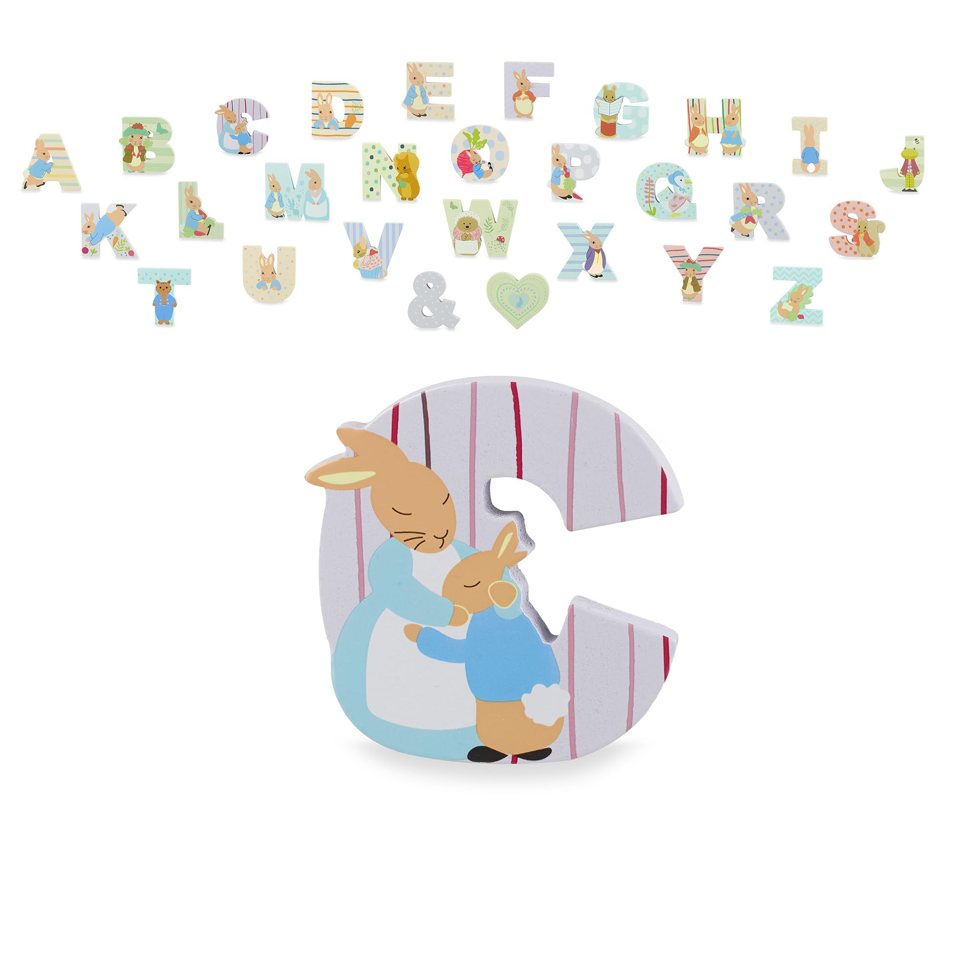 Peter Rabbit Wooden Letters by Orange Tree Toys, Letter C with Peter - Alphabet Animal Letter for Personalised Baby Name, Toy Box, Door, Wall Decorations, Animals Nursery Decor, Boys Girls Bedroom
