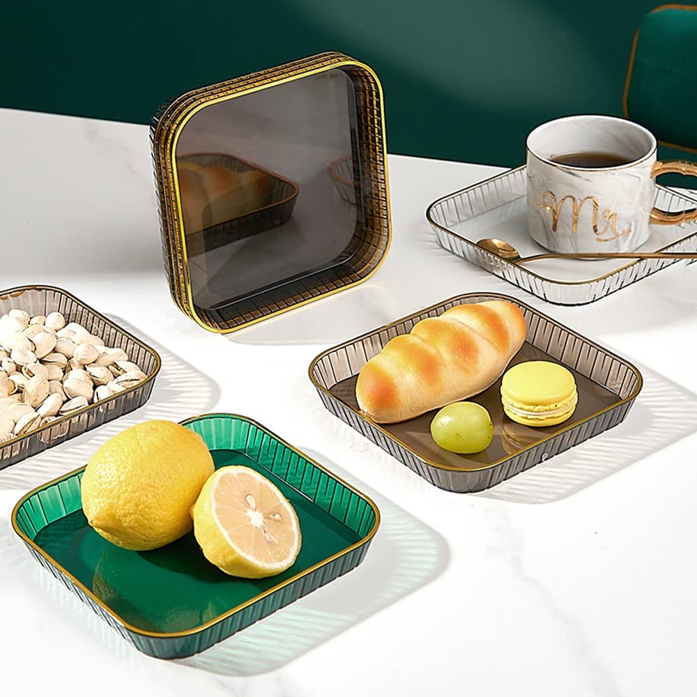 HEXEH Salatteller Acht-teiliges Set mit Klammer kreativer moderner Snackteller Frucht Snack Tisch Spucke Bone Teller Haushalt Desktop Müllplatte Plastikteller (Color : A)