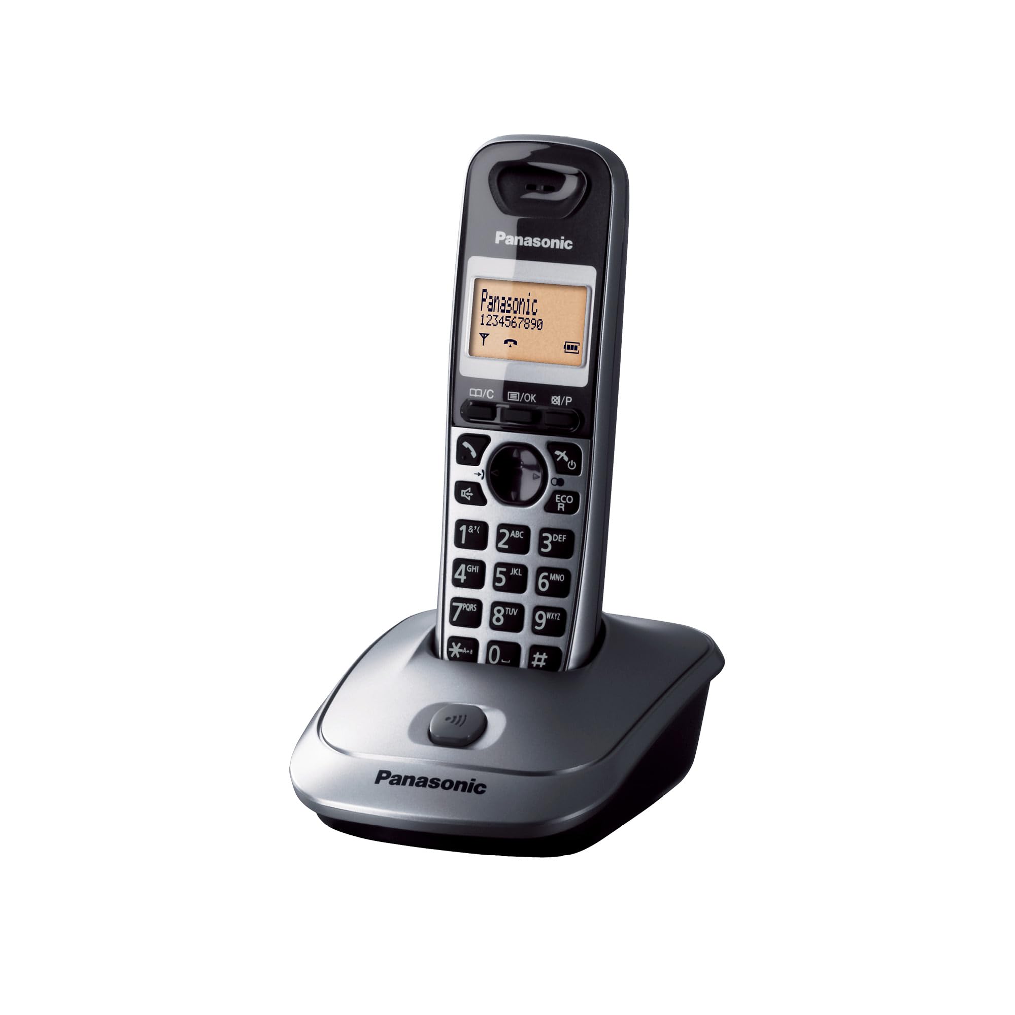 Panasonic KX-TG2511JTM Telefono Cordless Digitale, Unità Base e Ricevitore Singolo, Vivavoce, Audio Nitido, ID Chiamante, Rubrica, Display LCD, Modalità Eco, Montaggio a Parete, Nero