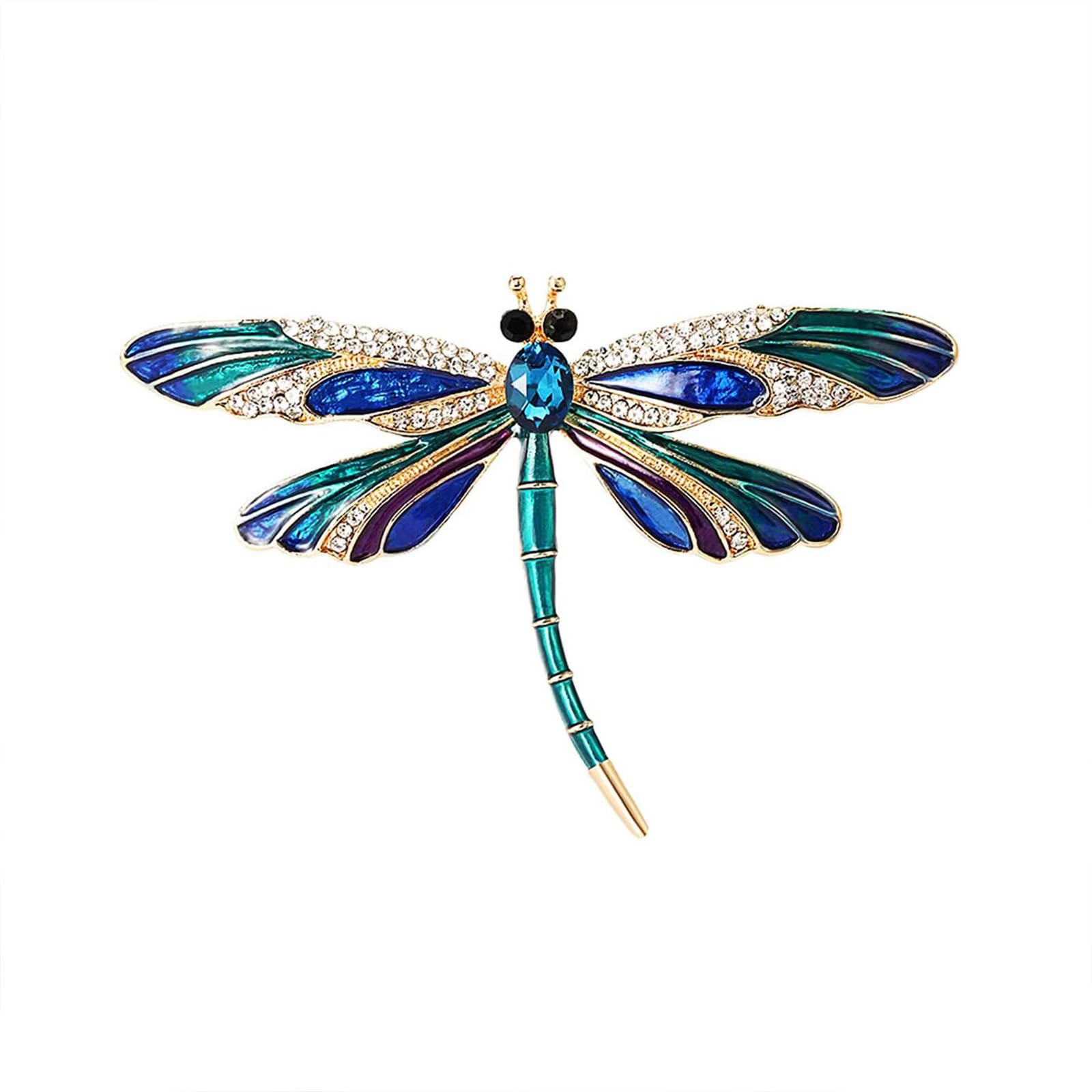 Brooch Pin for Women, Dragonfly Saree Brooch for Traditional Attire, Enamel Color Accent for Formal Events and Casual Wear, Fashion Statement Accessory for Gift Giving