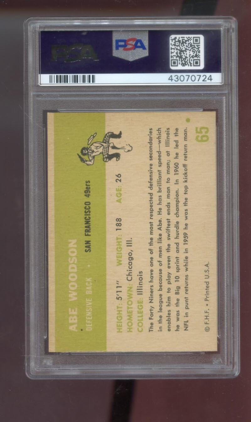 1961 Fleer #65 Abe Woodson PSA 7 Graded Football Card San Francisco 49ers