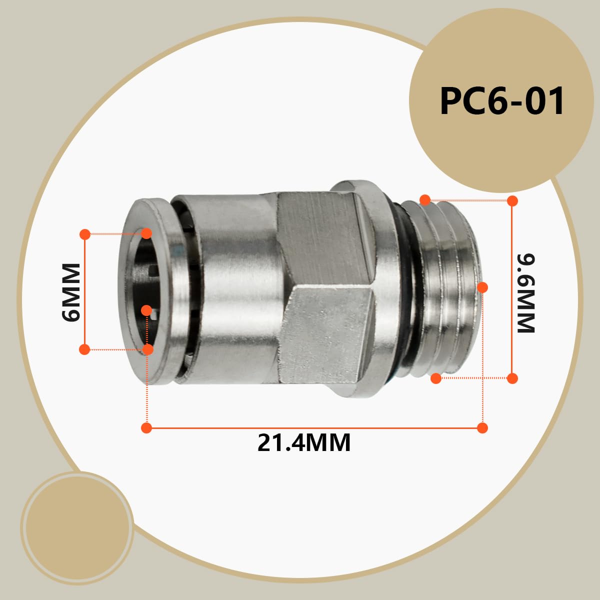 Bwintech 5 pezzi 6mm tubo OD x 1/8" BSP filettatura maschio con O-Ring dritto in ottone nichelato spingere per collegare il raccordo pneumatico push lock