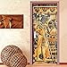 Autocollant 3D pour porte de style européen rétro en relief représentant une statue de pharaon égyptienne en PVC 77 x 200 cm