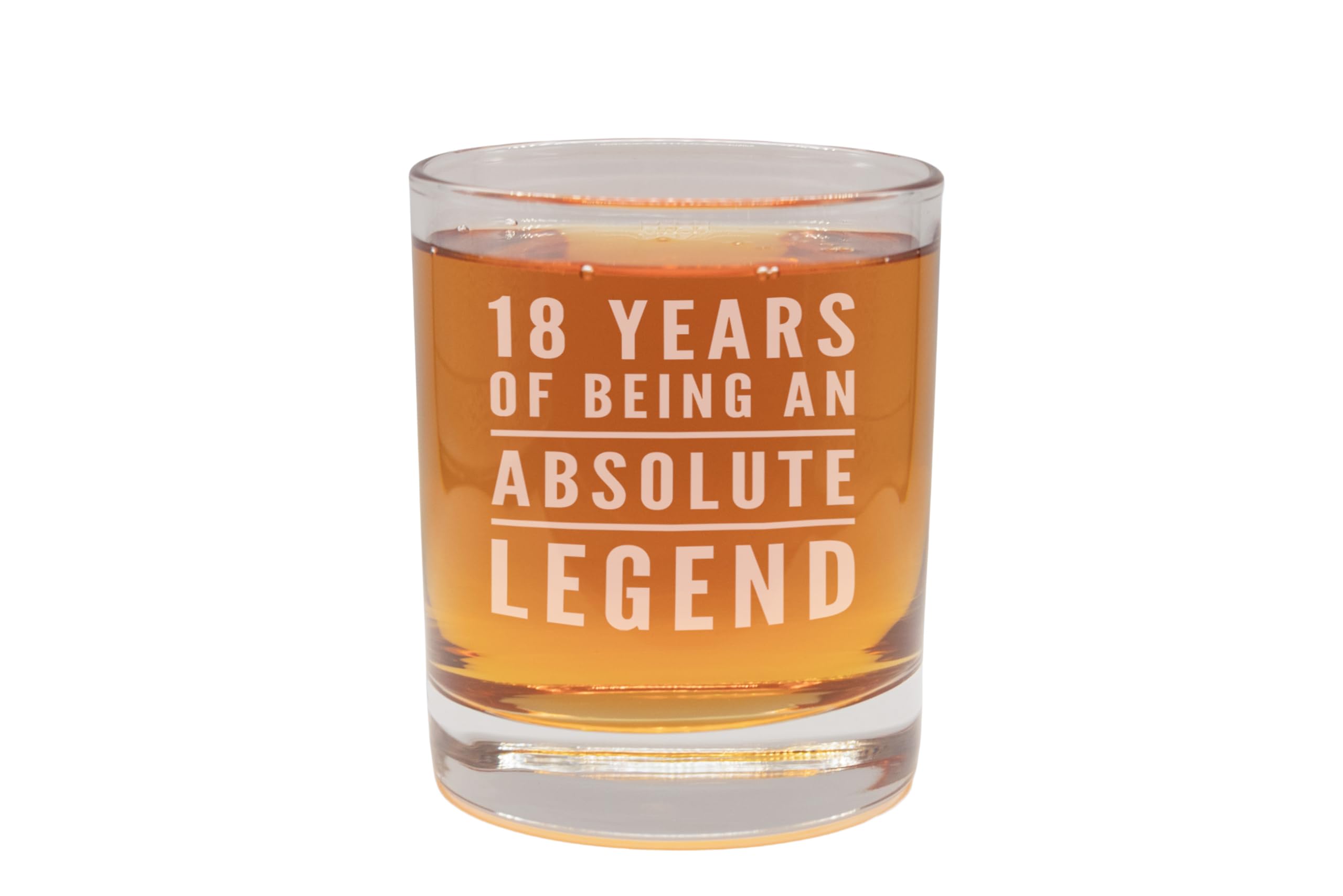 GhostMonkey 18th Birthday Gifts for Men, Whiskey Tumbler Glass 300ml/10.5oz, 18 Years of Being an Absolute Legend, Christmas, Birthday
