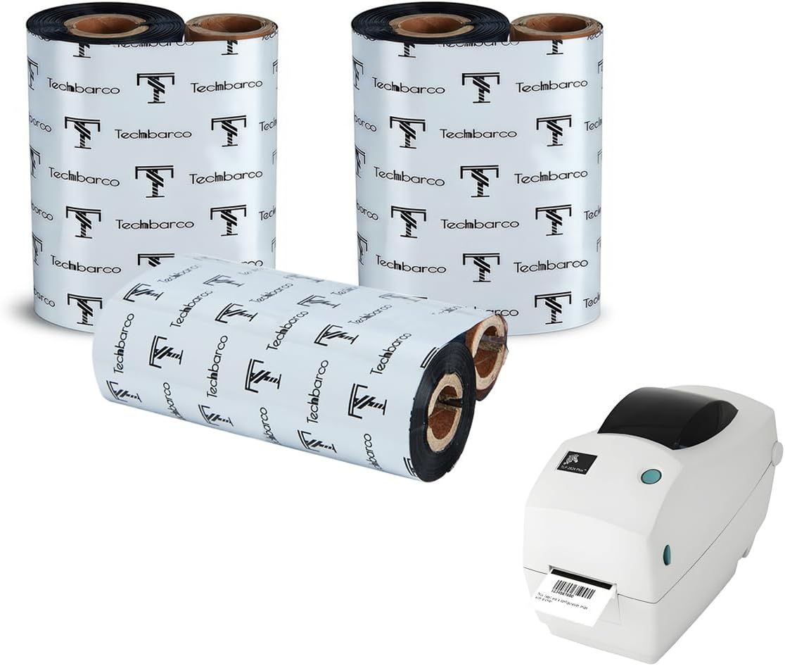3 Rolls 2.24" x 244' Premium Resin Ribbon, 57mm x 74m Black Thermal Transfer Ribbon - Compatible with Zebra TLP2824, TSC, GoDex, Honeywell 2" Desktop Label Printers, 1/2" Core