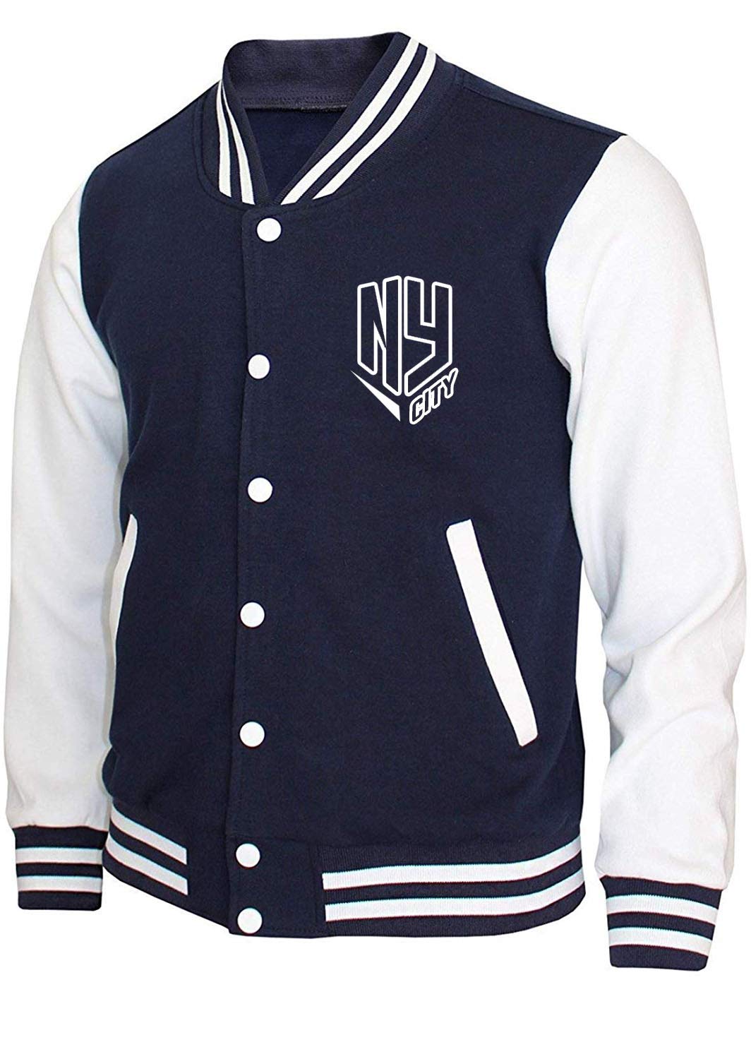 UGFashions Men's Vintage NY Baseball Varsity Bomber Letterman Fleece PU Leather Jacket