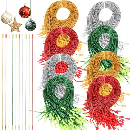 480 Pcs Christmas Ornament Hooks, Ornament Hangers with Snap Ornament String for Christmas Tree Holiday Party Hanging Ribbon Decorations Ropes Easy and Fast Locking(Mix Color)