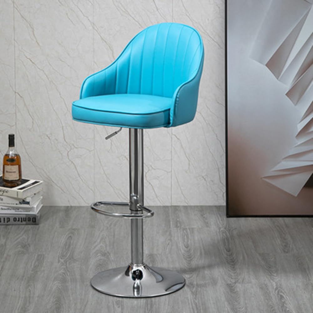 Sgabello da bar girevole, altezza regolabile con seduta e schienale imbottiti in pelle, per cucina, pub o caffetteria, da 64 a 84 cm