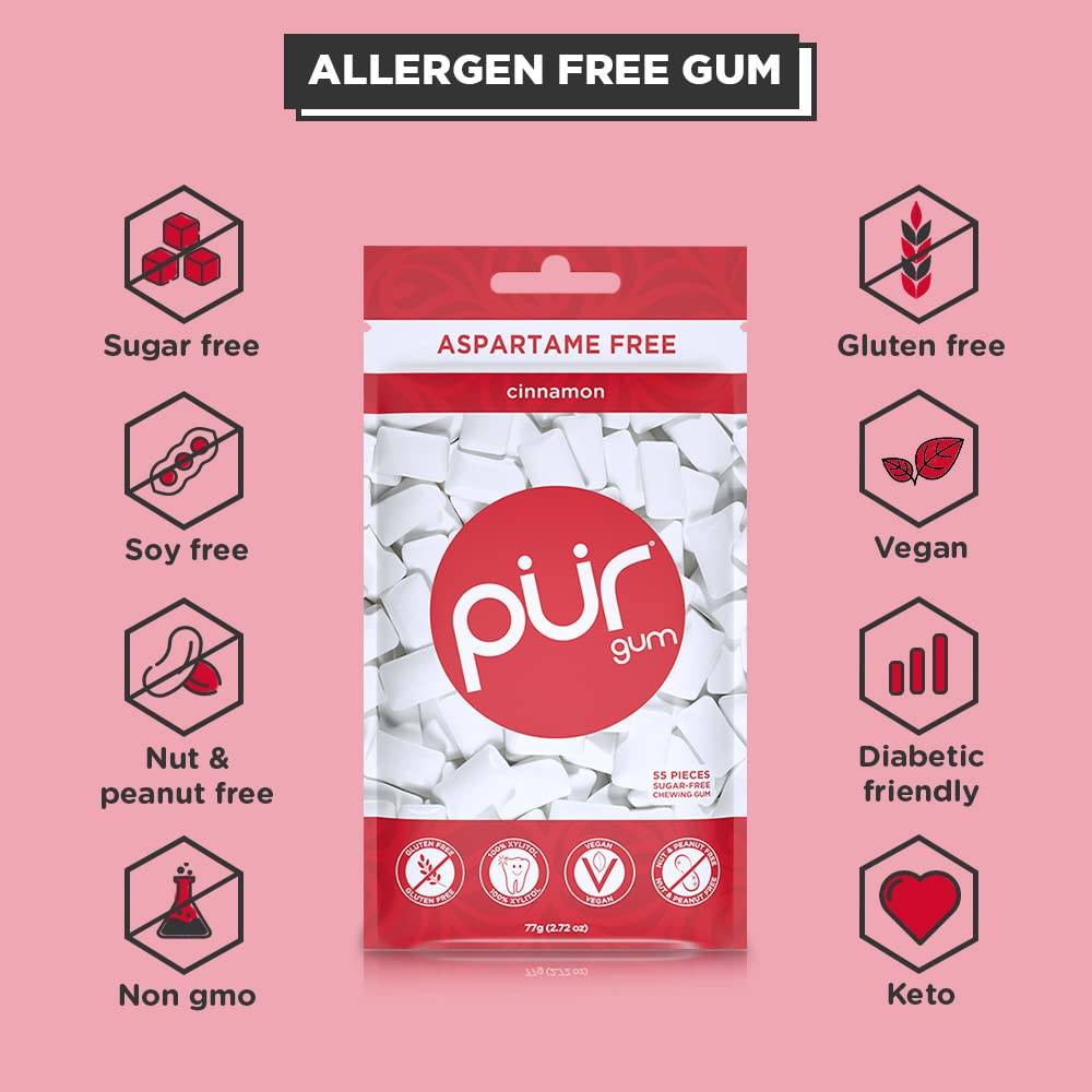 PUR Gum Aspartame Free Chewing Gum 100 Xylitol Natural