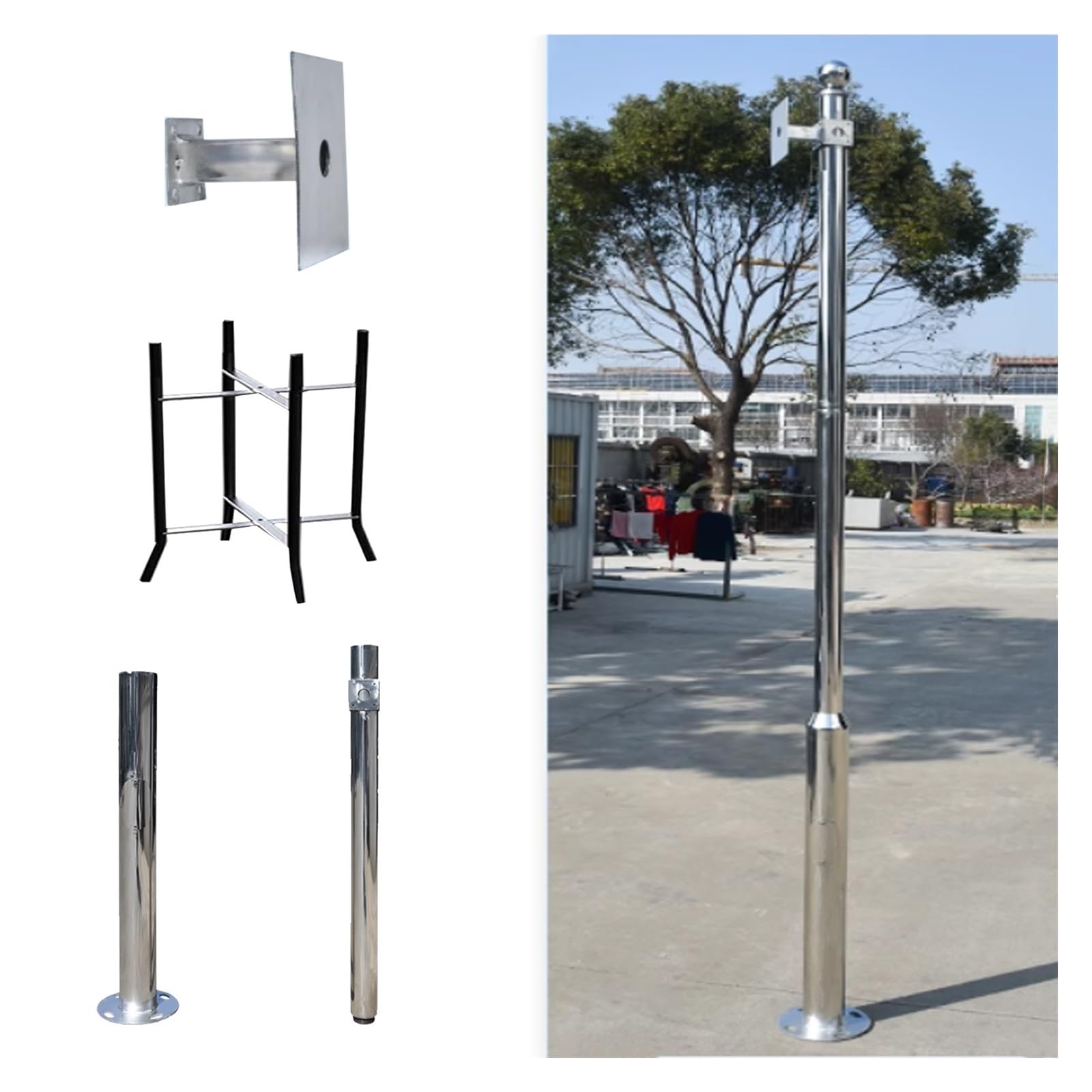 Support de caméra de surveillance réglable en hauteur, sections amovibles pour une installation flexible au sol dans une configuration de sécurité