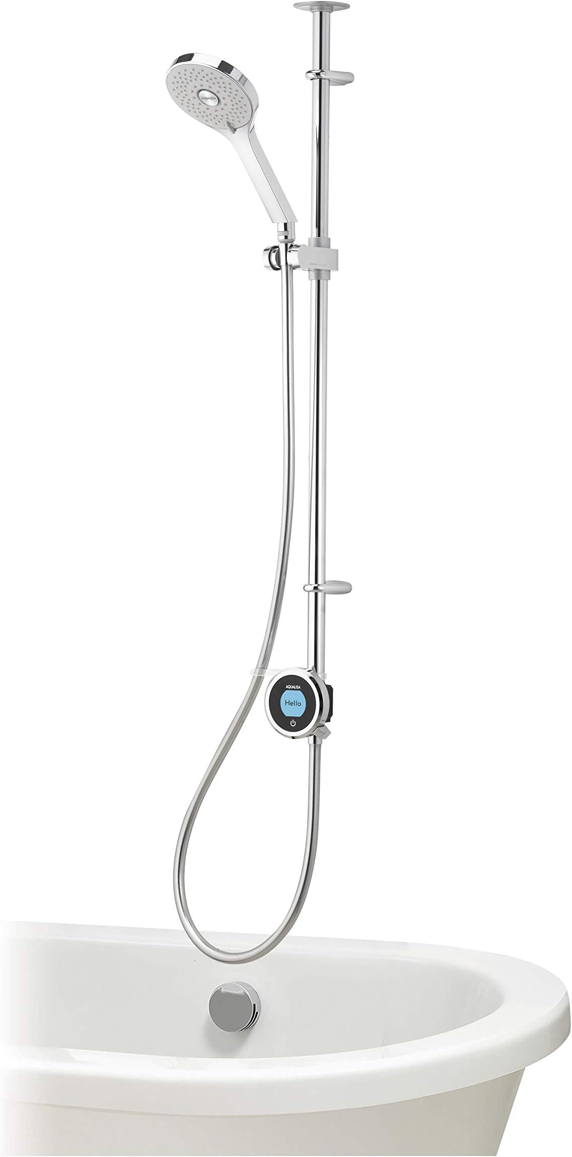 Aqualisa Optic Q smart shower (exposed) with adjustable handset and bath filler - with integral pump for gravity fed systems