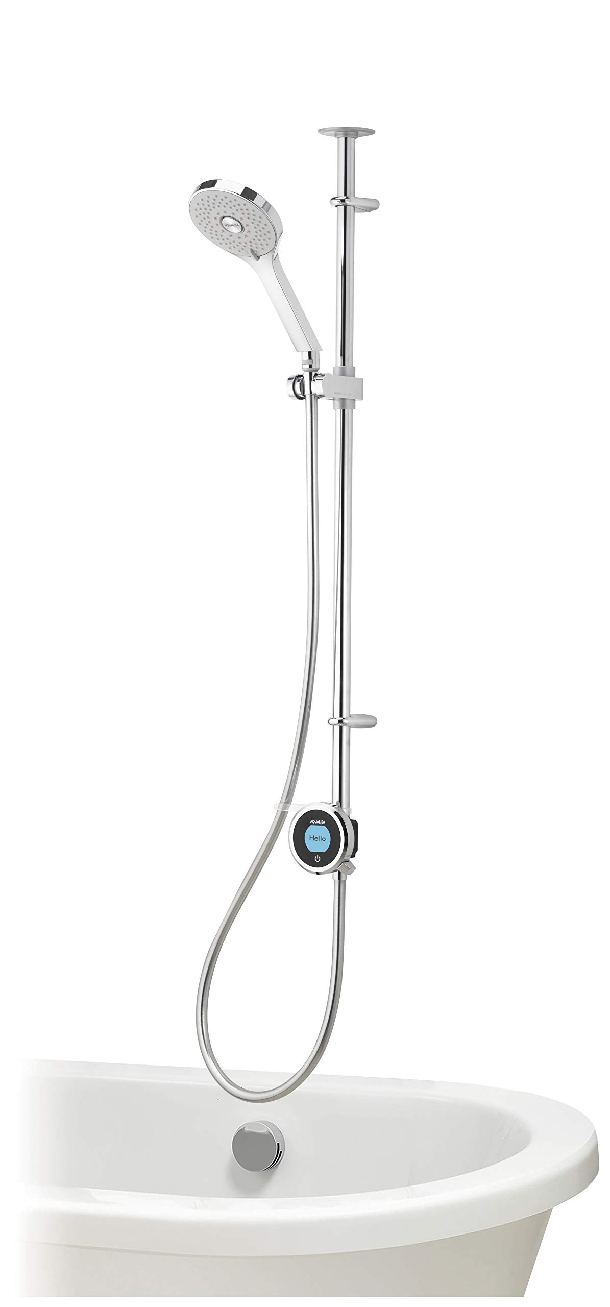 Aqualisa Optic Q smart shower (exposed) with adjustable handset and bath filler - with integral pump for gravity fed systems