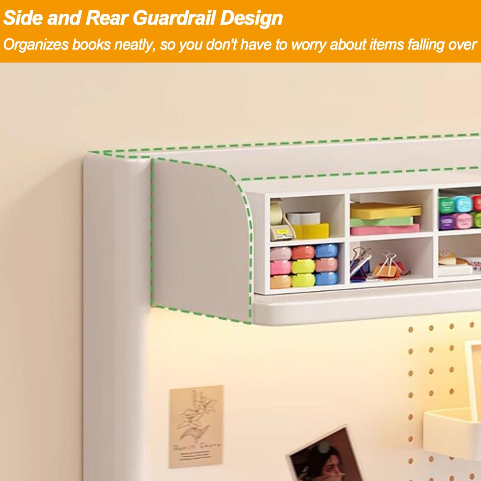 Libreria da scrivania regolabile con pannello forato e accessori, scaffale salvaspazio per casa, ufficio, dormitorio e sala studio (100 x 38 cm)
