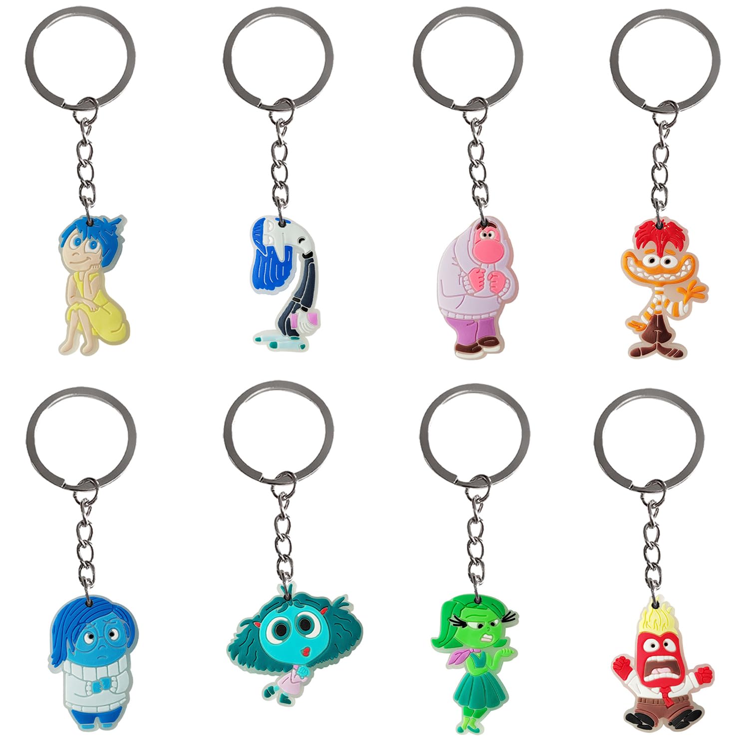 Mizt Unisex Kids Insiideout 8Pcs Keychains Party Bag Fillers For Kids Boys Girls, Cartoon Theme Keyrings Party Favors Set For Birthday Gift Christmas Halloween Party Supplies Pinata Filler Lucky Dip Prizes Rewards