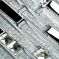 Hominter Metallic Glass Tile Linear Mosaic Sparkle Silver Crystal Glass Chrome Stain Resistant for Kitchen Backsplash Bathroom & Shower Wall Tiles (6 Square Feet)