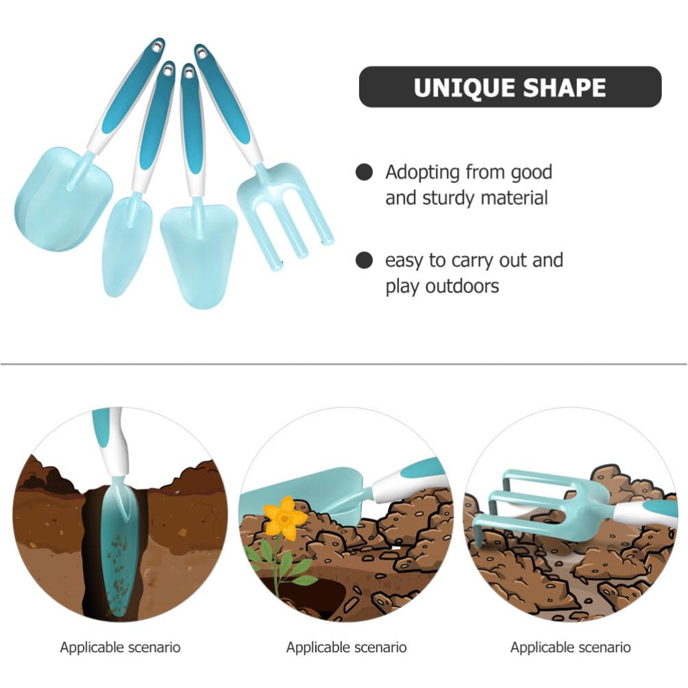 Yardwe Kids Metal Gardening Tool Set Small Size Indoor Garden Hand Tool includes Rake Fork and Shovels Little Gardener Gardening Trowel