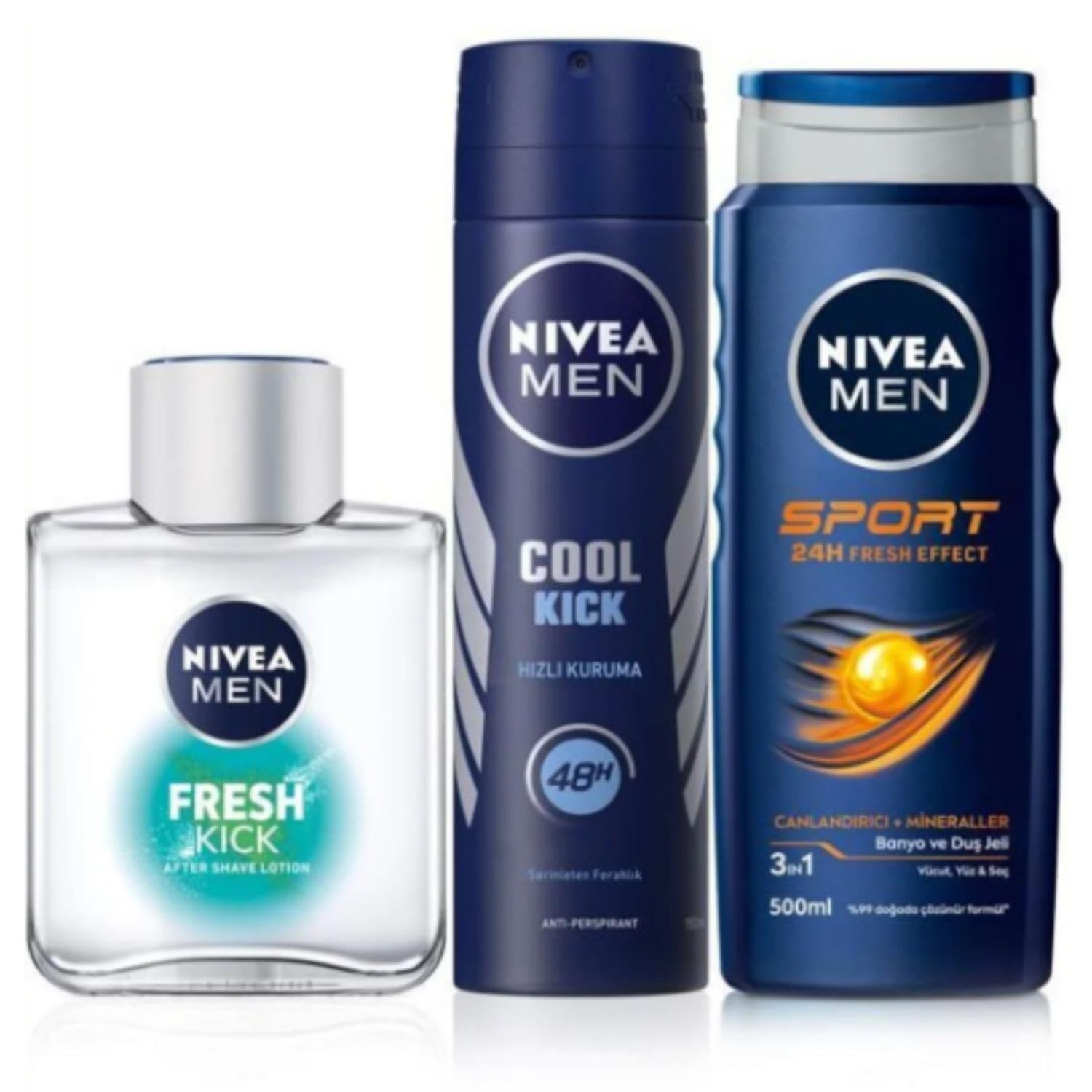 NIVEA MEN Erkek Sports Duş Jeli, 500 ml + NIVEA Men Cool Kick Fresh Tıraş Sonrası Losyon 100 ml
