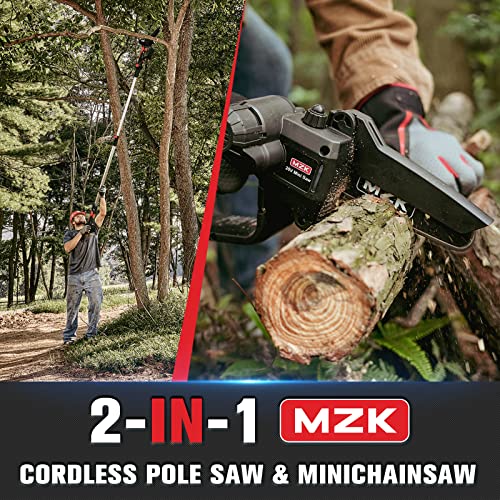 Mzk YJ-GJ2024061803-5145 2-In-1 Cordless Pole Saw & Mini Chainsaw With 3 Replacement Chain, 20V Battery Pole Chainsaw thumb #2