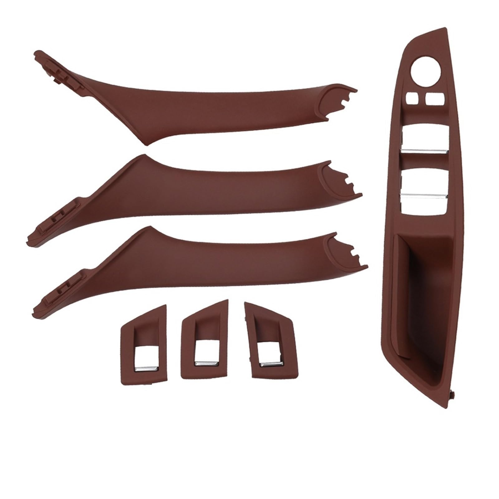 OEXRIGRU Car Interior Door Handles for BMW 5 Series F10 F11 F18 520 523 525 528 530 2010-2017 RHD Car Interior Door Handle Armrest Panel Pull Trim Cover Set(RHD Redbrown Set)