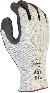 Natural Rubber Latex Coated Gloves, Palm Coverage, Gray, PR, Mfr: 451M-08-A
