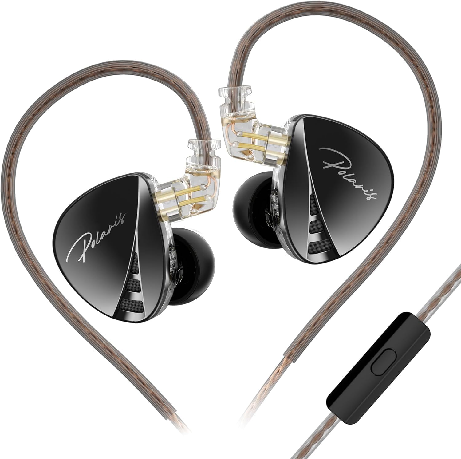 CCA Polaris in Ear Monitor HiFi Stereo IEM Earphones Dynamic Dual Driver Wired Earbuds with 4 Tuning Switches in Ear Headphones with Detachable Cable for Singers Musician Stage DJ (Gun,with Mic)