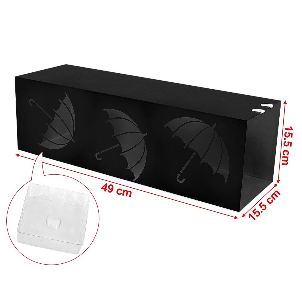 Portaombrelli BAKAJI In Ferro - Design Moderno Con Vaschetta Salvagoccia, 49x15,5 Cm - Foto 2