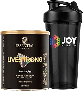 LiveStrong – Essential Nutrition | Proteína Vegana Hidrolisada da Fava (PeptiStrong™) | Sem Açúcar, Sem Glúten, Sem Lactose | Sabores Variados + Coqueteleira (Frutas Tropicais)