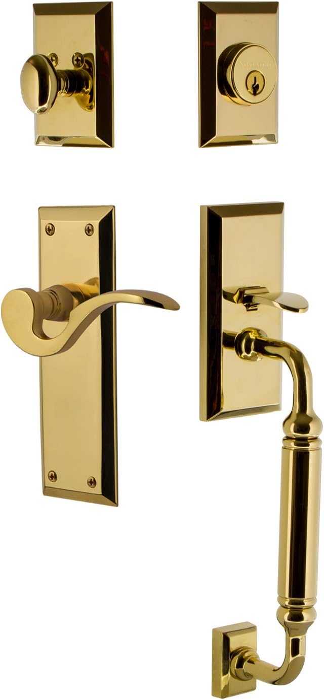 Nostalgic Warehouse New York Plate C Grip Entry Set Manor Lever in Antique Brass
