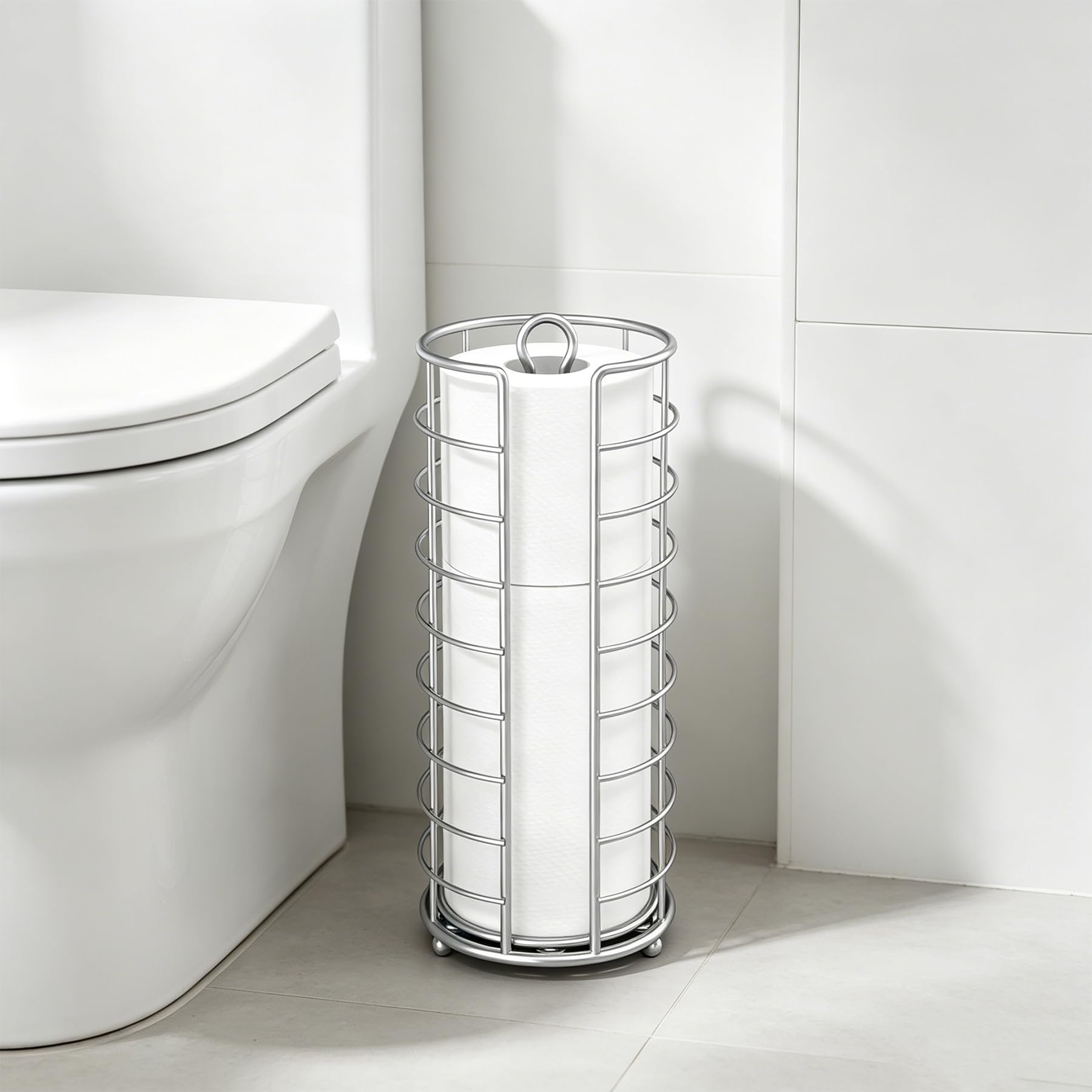 Toilet Paper Holder Stand,Freestanding,Silver