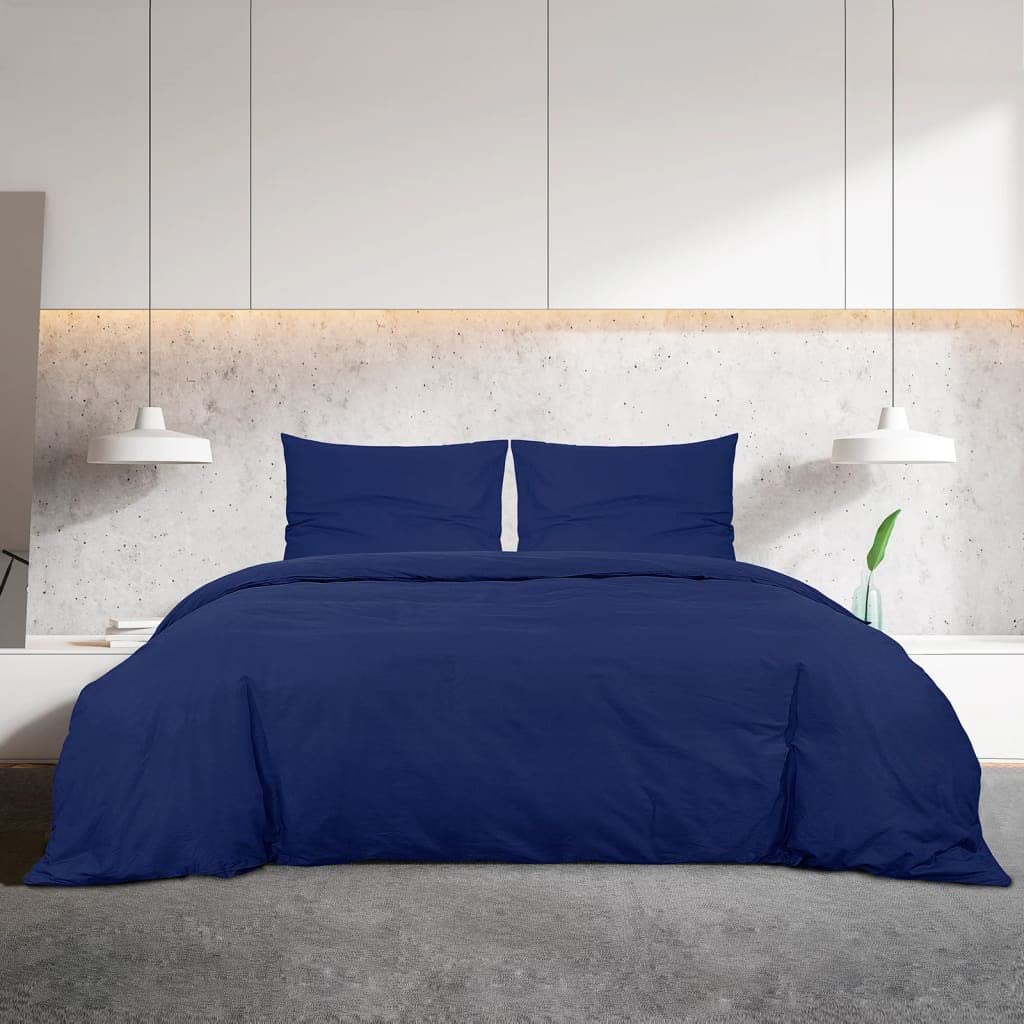 Set Copripiumino Blu Marino 260x240 cm in Cotone,Casa e Giardino,Biancheria,Lenzuola e Coperte,Copripiumini,1.18kg - 136148