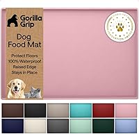 Vista 15 de GORILLA GRIP Alfombrilla de alimentación para mascotas 100% impermeable con bordes elevados de silicona libre de BPA, alfombrillas para comida