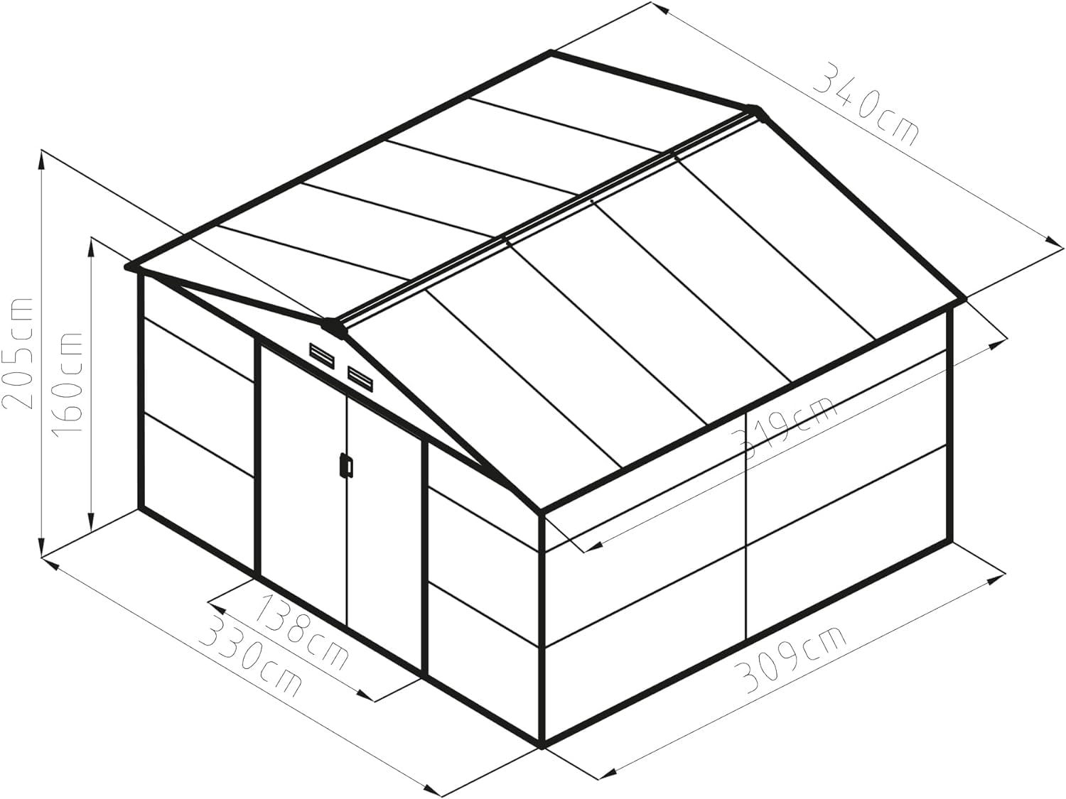 Domek ogrodowy G21 GAH 1085-340 x 319 cm, szopa na maszt – łatwy montaż, 10,9 m² (antracytowa)
