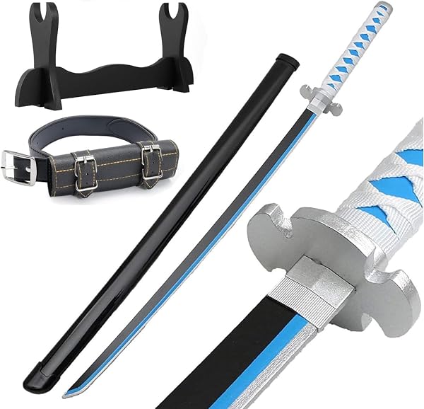 Udekit Anime Ninja Spada di bambù Katana Guerriero Arma–40pollici(104 cm),con Cintura e Supporto,per Halloween,Festa a Tema Carnevale Festa in Maschera Cosplay - 1