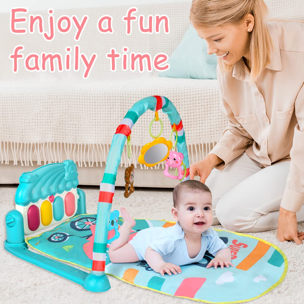 Aomig Gimnasio De Juegos para Bebe,Manta de Juego para Bebé con Piano con 3Sonidos y 5Accesorios,Motivo de Animales,Tapete De Juegos para Bebés de 0-24 Meses Que,Alfombra Piano Gimnasio para Bebés — view 7