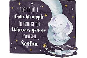 Personalized Elephant Baby Blanket With Bible Verse