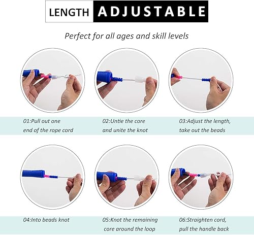 Miniatura 5 de Cuerda de saltar larga, doble holandesa de 16 pies, paquete de 2 cuerdas de saltar segmentadas para niños y adultos