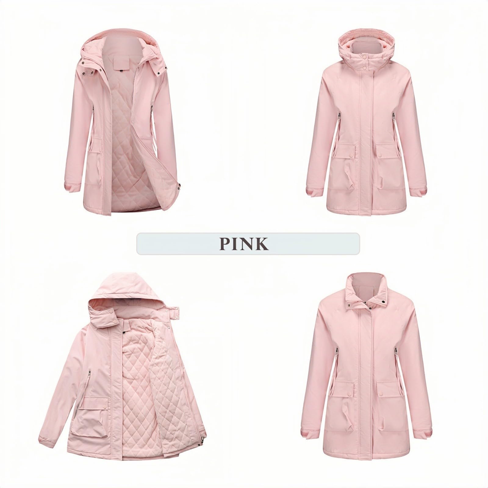 Generisch Outdoorjacke Damen Wasserdicht 2026 Leichte Anorakjacke Für Damen, Winddicht, Wasserabweisend, Langer Mantel Strapazierfähig Mit Kapuze Arbeit Regenschutz Jacke