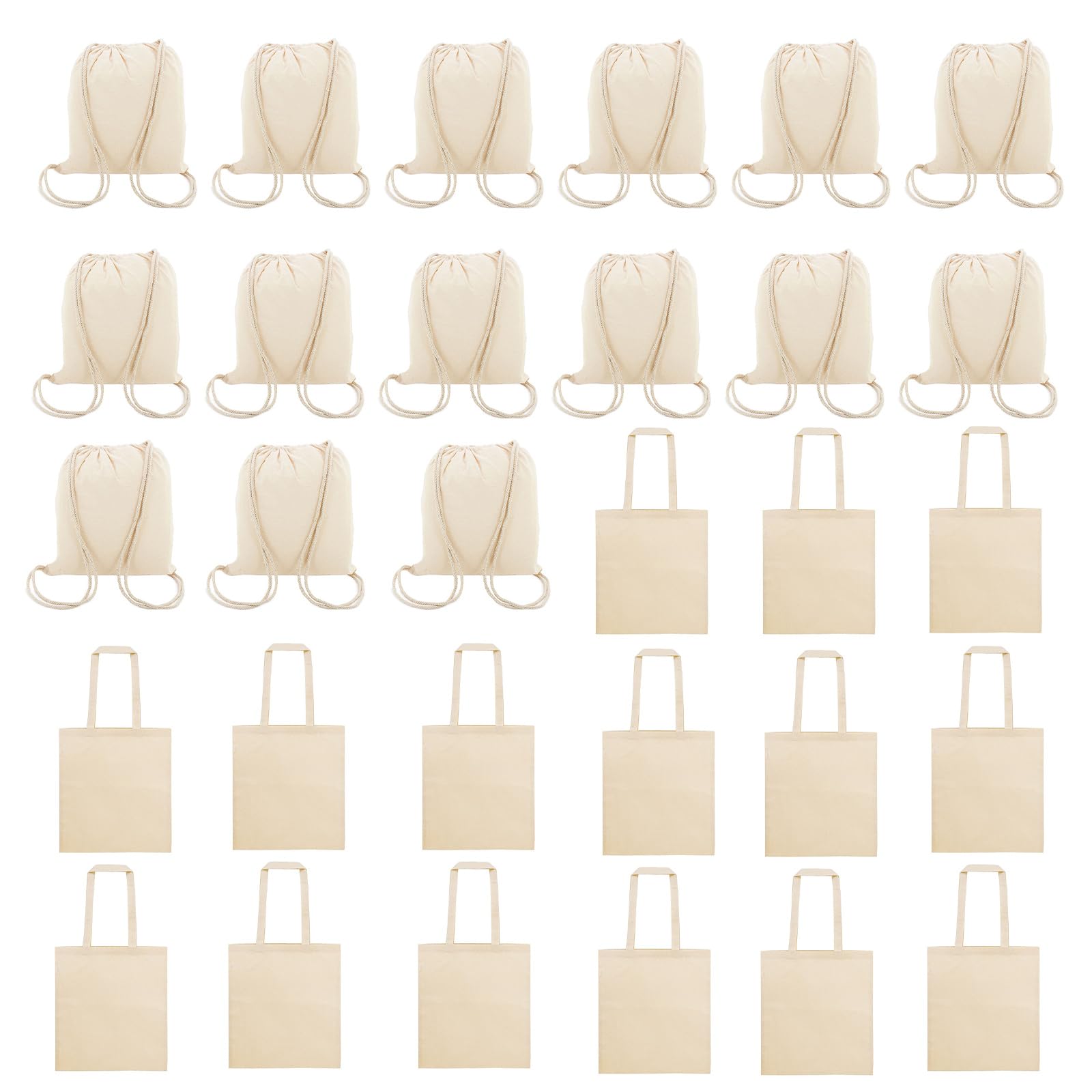 Adri. Packs de Mochilas con Cuerdas y Bolsas con Asas de Algodón - 40 Unidades