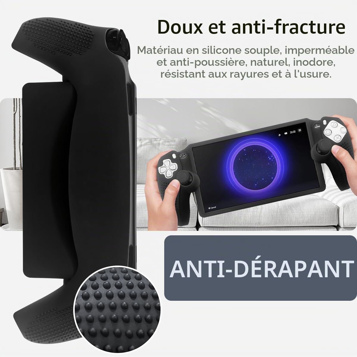 Miimall Etui de Protection en Silicone pour Sony Playstation Portal, Coque PS Portal Anti-Chute Silicone Souple Coque de Protection pour PS Portal (Noir)