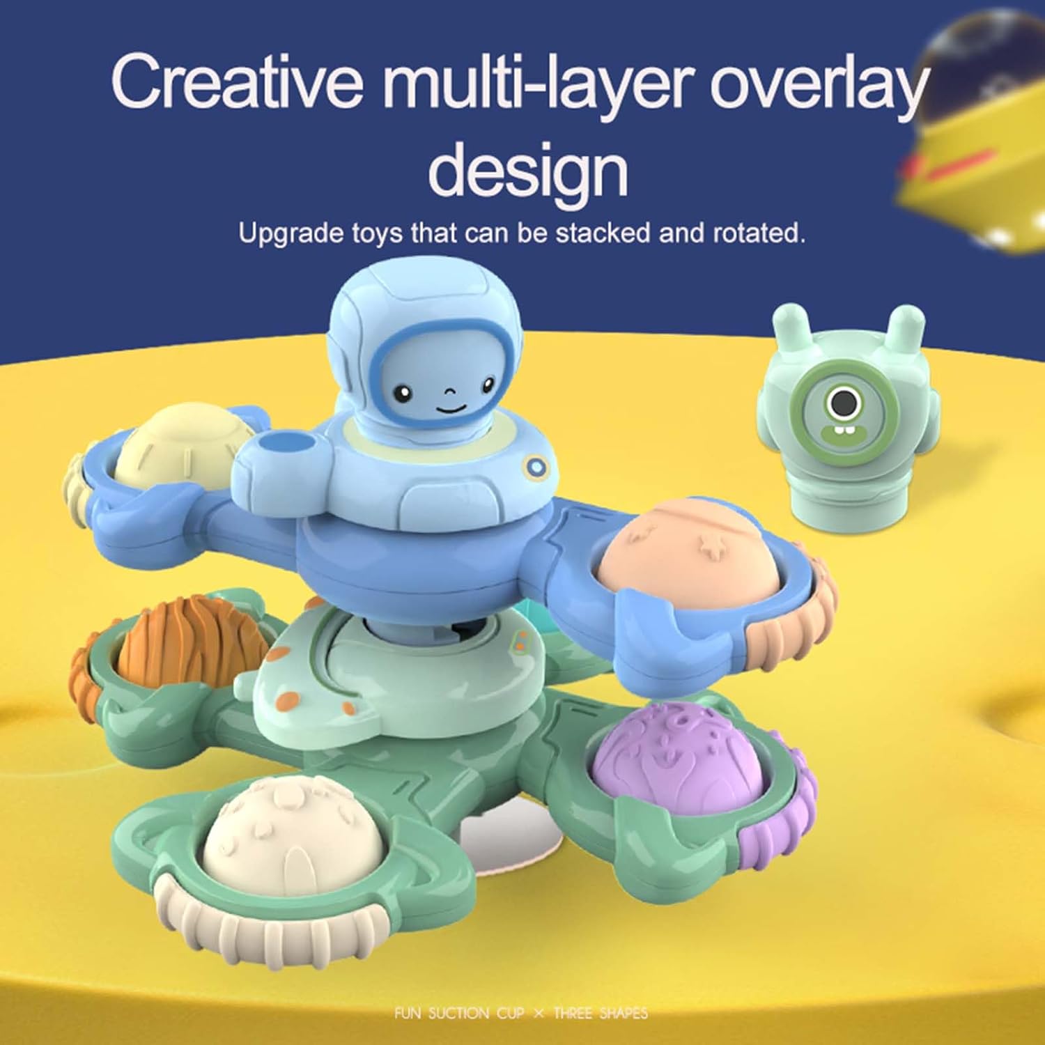 ALASOU 6 PCS Suction Cup Rotating Toys - POP & Panda Spinners For Babies & Toddlers