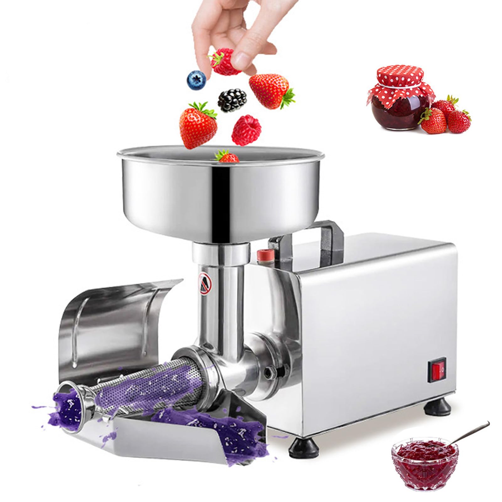 Colador de tomates y fabricante de puré de fruta eléctrico de 450W con tolva de 8.5 pulgadas