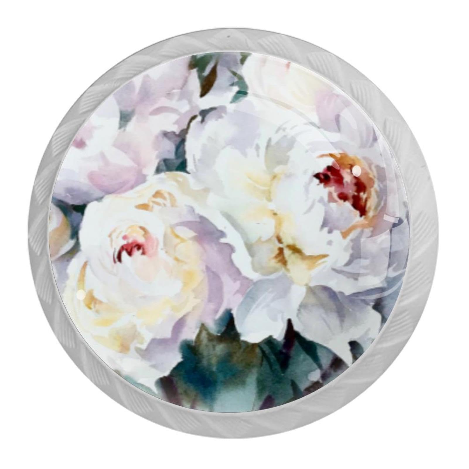Tqmspg 4 Pieces Drawer Pulls Peony Flowers Door Knobs Dresser Handles for Kitchen Wardrobe Cupboard Hardware Furniture