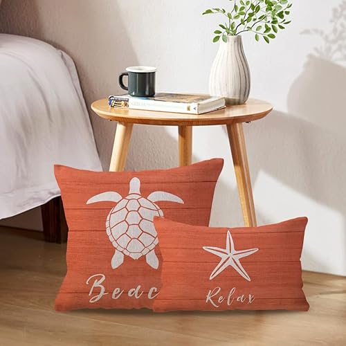 Miniatura 4 de ULOVE LOVE YOURSELF Juego de 2 fundas de almohada de playa costera de 12 x 20 pulgadas, juego de 2 fundas de cojín rectangulares decorativas con