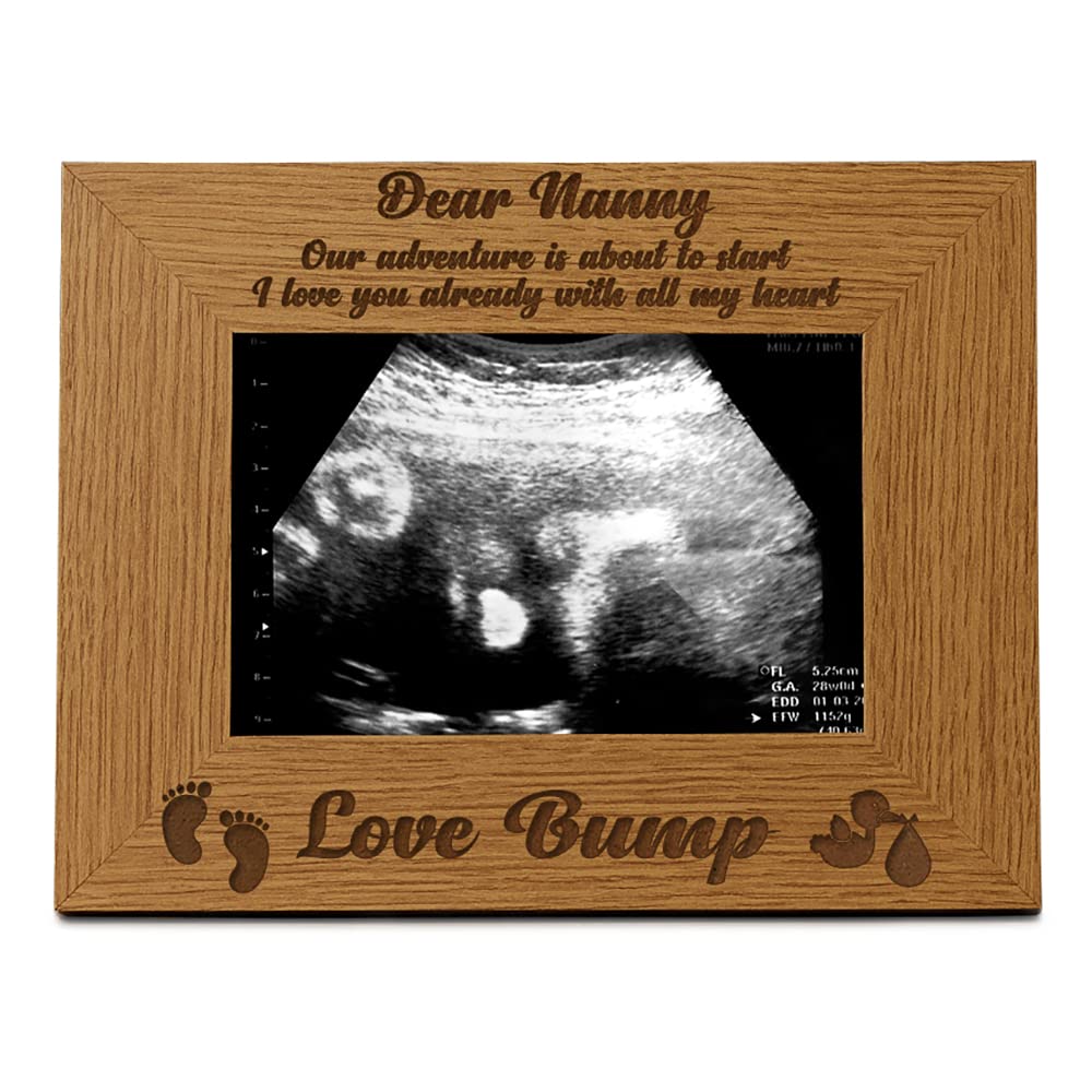 Ukgiftstoreonline Brown New Baby Pregnancy Scan Wooden Photo Frame Gift For Nanny 6"X4"