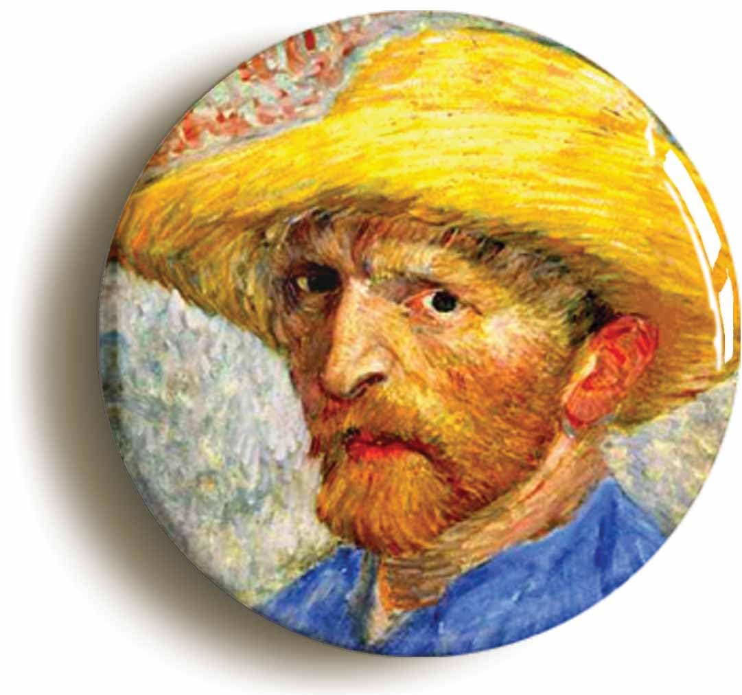 Ozorath Vincent Van Gogh Straw Hat Self Portrait Fridge Magnet (Circular 2Inch / 50Mm Diameter)
