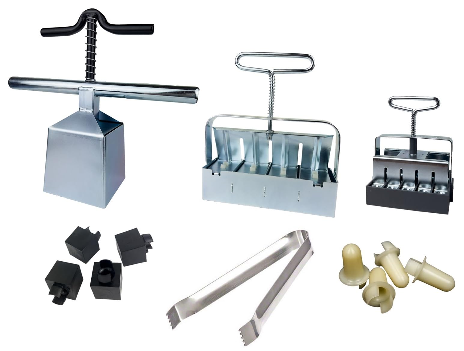Ladbrooke Authentic Soil Block Maker - 6-Pc. Master Grower Nesting System Includes Maxi, Mini 4, Micro 20, Cubic Inserts, 7/8" Seed Dibbles, and Grow Tweezers, Made in England