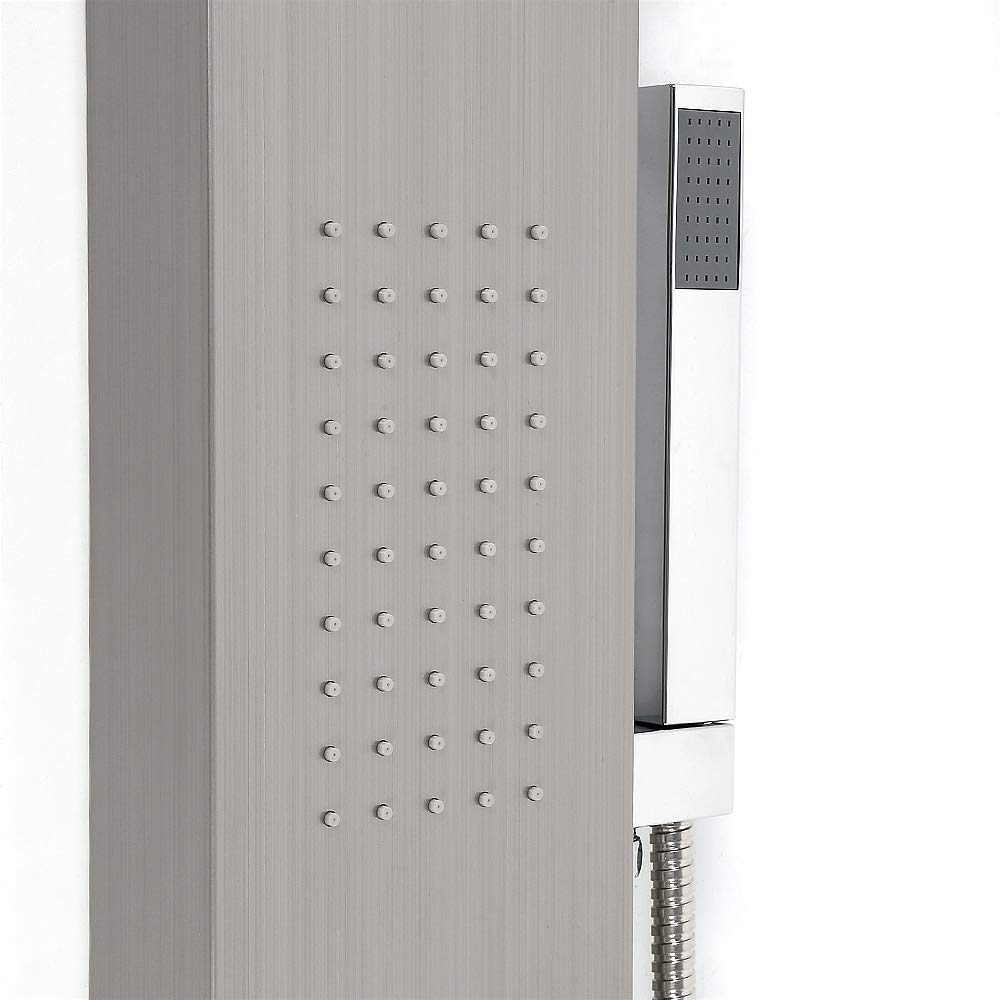 Pannello Doccia Idromassaggio in Acciaio Inox -Colonna Doccia Idromassaggio con Miscelatore, Pannello Doccia Acciaio Inox 3 Funzioni, 15 * 47 * 130 cm (acciaio inossidabile)
