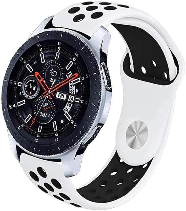 ClickAE 22MM HUAWEI Watch GT3(46mm)/WATCH 3,3 Pro/GT2 Pro Replacement Silicone Straps/Band,also compatible with Samsung Gear S3 Frontier & S3 Classic/Galaxy Watch 46mm/Galaxy Watch 3(45mm) White&Black