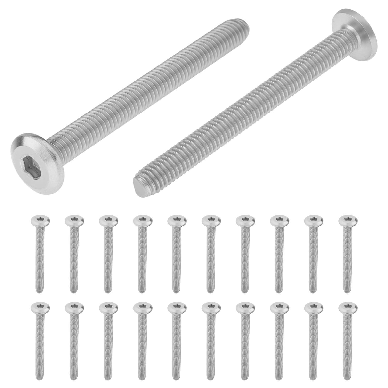 Smgda 20Pcs M6 x 60mm Flat Head Hex Socket Cap Screws Bolts, 304 Stainless Steel Furniture Connector Bolt, Allen Hex Drive, Bright Finish, Metric Fully Machine Thread — image 1