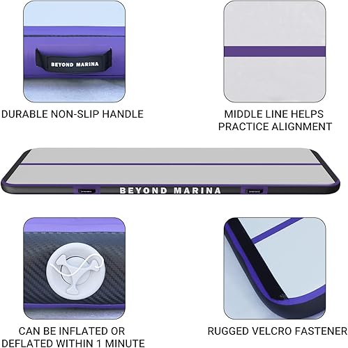 Miniatura 4 de BEYOND MARINA Colchoneta inflable de gimnasia de 48 pulgadas de grosor para entrenamiento en el hogar, animadoras, yoga, agua, con bomba eléctrica,